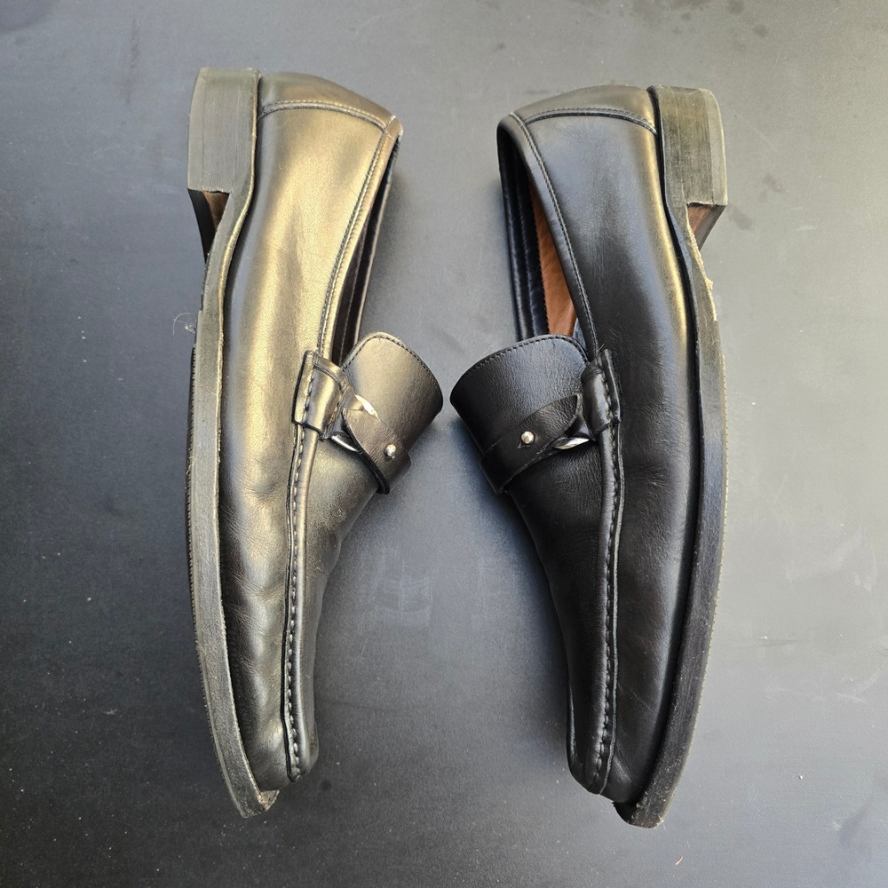 Allen Edmonds Frontino Seven Series Black Leather Square Toe Loafers 11 B Italy - Picture 3 of 10